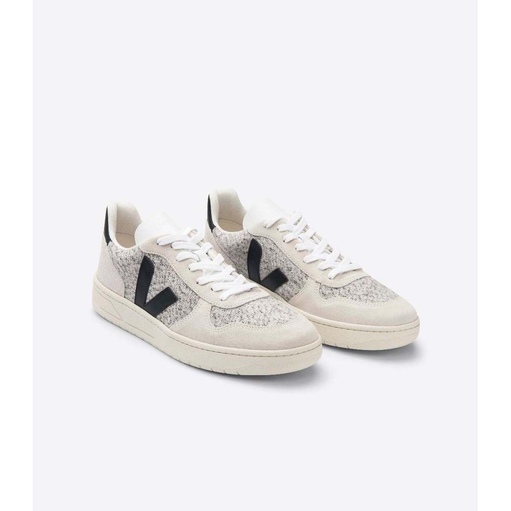 Men's Veja V-10 FLANNEL Sneakers White/Black | ZA 334JPQ